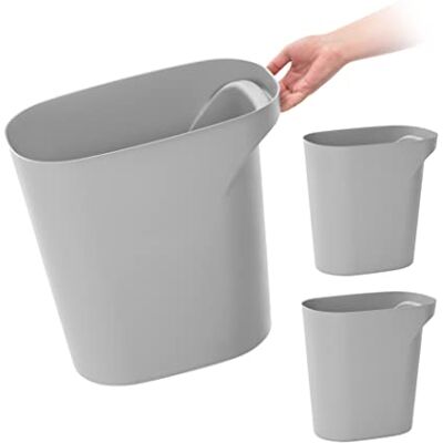 IRIS USA Plastic Can Wastebasket for Bathroom-Kitchen-Bedroom, 6 Gallon, Gray-3 Pack Trash Bin IRIS USA Plastic Can Wastebasket for Bathroom-Kitchen-Bedroom, 6 Gallon, Gray-3 Pack Trash Bin