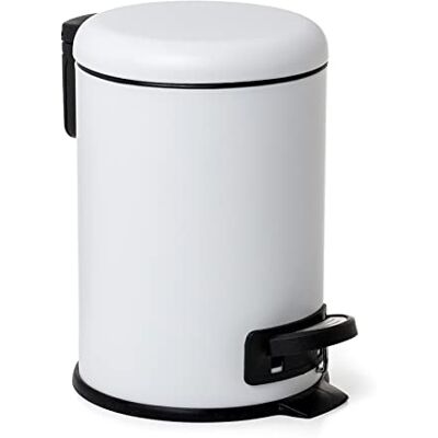 TATAY 3L Pedal Bathroom Bin Hygienic, Touch-Free Opening Soft-Close, Silent Lid Removable Inner Bin for Easy Cleaning Functional Design 17.5 x 22.5 x 25 cm – White TATAY 3L Pedal Bathroom Bin Hygienic, Touch-Free Opening Soft-Close, Silent Lid Removable Inner Bin for Easy Cleaning Functional Design 17.5 x 22.5 x 25 cm – White