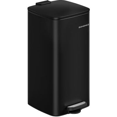 SONGMICS Kitchen Bin, 8-Gallon (30 L) Trash Bin, Steel Pedal Bin, with Inner Bucket, Soft Close and Stays Open, Ink Black LTB593B02 SONGMICS Kitchen Bin, 8-Gallon (30 L) Trash Bin, Steel Pedal Bin, with Inner Bucket, Soft Close and Stays Open, Ink Black LTB593B02