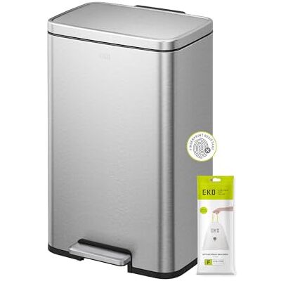 EKO Madison 50L Kitchen Pedal Bin, Soft Close & Stay-Open Lid, Removable Inner Bucket, Fingerprint-Resistant Matt Stainless Steel Rubbish Bin for Kitchen, Household Use, Office EKO Madison 50L Kitchen Pedal Bin, Soft Close & Stay-Open Lid, Removable Inner Bucket, Fingerprint-Resistant Matt Stainless Steel Rubbish Bin for Kitchen, Household Use, Office