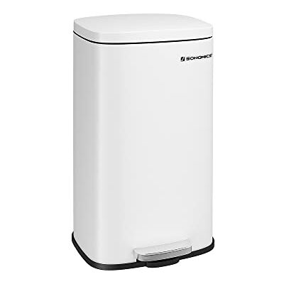 SONGMICS Kitchen Bin 8 Gallon (30 L), Pedal Rubbish Bin, Soft Close, Step-On Pedal, Steel, Inner Bucket, White LTB03WT SONGMICS Kitchen Bin 8 Gallon (30 L), Pedal Rubbish Bin, Soft Close, Step-On Pedal, Steel, Inner Bucket, White LTB03WT