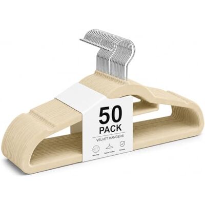 1ABOVE Premium Quality 50 pack Non-Slip Velvet Hangers (44cm) Heavy Duty Velvet Suit Hangers with Tie Bar, 360° Swivel Hooks – Space saving, sturdy to hold Jacket, Jumper & Pullover(Set of 50-IVORY) 1ABOVE Premium Quality 50 pack Non-Slip Velvet Hangers (44cm) Heavy Duty Velvet Suit Hangers with Tie Bar, 360° Swivel Hooks – Space saving, sturdy to hold Jacket, Jumper & Pullover(Set of 50-IVORY)