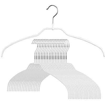 MAWA Reston Lloyd Silhouette Ultra-Thin Series, Non-Slip Space Saving Shirt Hanger, Style 42/FT, Pack of 20, White, 20 Count MAWA Reston Lloyd Silhouette Ultra-Thin Series, Non-Slip Space Saving Shirt Hanger, Style 42/FT, Pack of 20, White, 20 Count