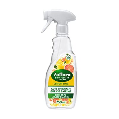 Zoflora Lemon Zing 750ml Multipurpose Disinfectant Cleaner, Antibacterial Surface Cleaner, Kitchen Cleaner Spray Cuts Through Grease & Grime Zoflora Lemon Zing 750ml Multipurpose Disinfectant Cleaner, Antibacterial Surface Cleaner, Kitchen Cleaner Spray Cuts Through Grease & Grime