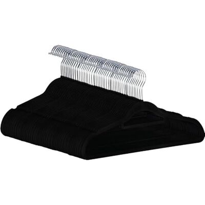 ANSIO Velvet Hangers 50 Pack Non-Slip Ultra Thin Clothes Black Hangers with Tie Bar & 360° Swivel Hook Space-Saving Wardrobe Storage Organiser for Coats, Suits, Dresses ANSIO Velvet Hangers 50 Pack Non-Slip Ultra Thin Clothes Black Hangers with Tie Bar & 360° Swivel Hook Space-Saving Wardrobe Storage Organiser for Coats, Suits, Dresses