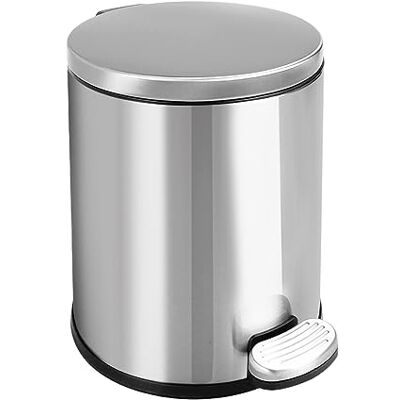 ASelected 6L Round Bathroom Pedal Bin Stainless Steel Pedal Bin for Bathroom Bedroom Office ASelected 6L Round Bathroom Pedal Bin Stainless Steel Pedal Bin for Bathroom Bedroom Office