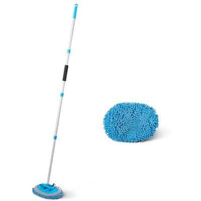 Amazon Basics Telescopic Car Wash Brush, Long Handle Extendable up to 158 cm, Microfiber Pad, Cleaning Kit for Cars, Vans, Trucks, Blue Amazon Basics Telescopic Car Wash Brush, Long Handle Extendable up to 158 cm, Microfiber Pad, Cleaning Kit for Cars, Vans, Trucks, Blue