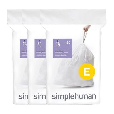 Simplehuman CW0255 White Trash Bags - Double-Stitched Durable Plastic - 60 Bags Simplehuman CW0255 White Trash Bags - Double-Stitched Durable Plastic - 60 Bags