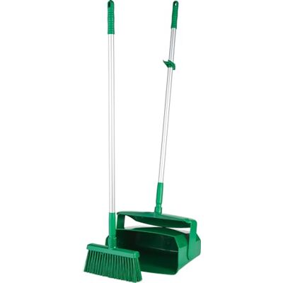 Remco 62502 Lobby Dustpan with Broom, Polypropylene/Polyester/Aluminum, 7" X 14" Bin, 37" Handle, Green Remco 62502 Lobby Dustpan with Broom, Polypropylene/Polyester/Aluminum, 7" X 14" Bin, 37" Handle, Green