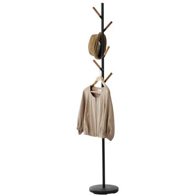 YAMAZAKI 2815 PLAIN Coat Hanger, black, Steel/Wood, Minimalist, 28 x 28 x 177 cm YAMAZAKI 2815 PLAIN Coat Hanger, black, Steel/Wood, Minimalist, 28 x 28 x 177 cm