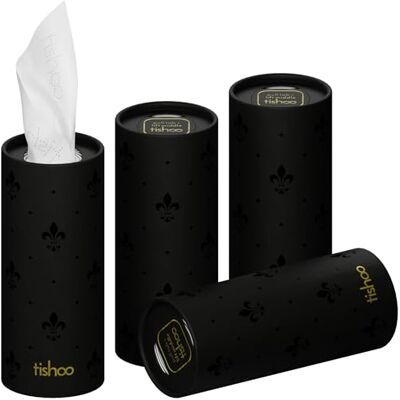 tishoo Hyaluronic Acid-Infused Luxury 4-Ply Tissues 40 Tubes, Black tishoo Hyaluronic Acid-Infused Luxury 4-Ply Tissues 40 Tubes, Black