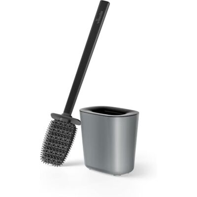 Vileda Toilet Brush with Container, Grey, Toilet Set with Edge Cleaner Vileda Toilet Brush with Container, Grey, Toilet Set with Edge Cleaner