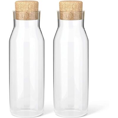 HEFTMAN Glass Carafe Bottles 2 Pack 1 Litre Glass Bottles with Cork Lid Clear Glass Bottle for Hot & Cold Beverages, Reusable Fabric Softener Jars, Laundry Detergent Storage Bottles with Stoppers HEFTMAN Glass Carafe Bottles 2 Pack 1 Litre Glass Bottles with Cork Lid Clear Glass Bottle for Hot & Cold Beverages, Reusable Fabric Softener Jars, Laundry Detergent Storage Bottles with Stoppers