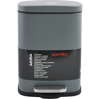 Spirella Akira Collection Pedal Bin 21.4 x 17.6 x 30 cm (5 Litres), Steel, Grey, 21.4 x 17.6 x 30 cm Spirella Akira Collection Pedal Bin 21.4 x 17.6 x 30 cm (5 Litres), Steel, Grey, 21.4 x 17.6 x 30 cm