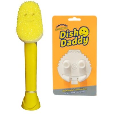Scrub Daddy Dish Daddy Wand & Connector Head, Soap Dispensing Dish Brush, Texture Changing Washing Up Sponge With Liquid Handle, Handle Sponge with Built-in Scraper, Scrubbing Head & Stand Yellow Scrub Daddy Dish Daddy Wand & Connector Head, Soap Dispensing Dish Brush, Texture Changing Washing Up Sponge With Liquid Handle, Handle Sponge with Built-in Scraper, Scrubbing Head & Stand Yellow