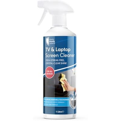 READY STEADY DEFEND TV & Laptop Screen Cleaner Spray 1L Streak-Free Anti-Static Screen Cleaning Solution Alcohol-Free Non-Toxic Formula Safe for LED OLED LCD Monitors Laptops iPads iPhones Tablets READY STEADY DEFEND TV & Laptop Screen Cleaner Spray 1L Streak-Free Anti-Static Screen Cleaning Solution Alcohol-Free Non-Toxic Formula Safe for LED OLED LCD Monitors Laptops iPads iPhones Tablets
