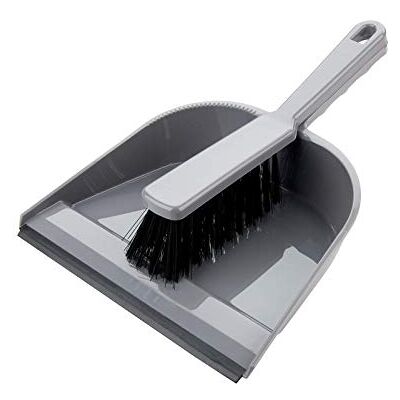 Elliott Dustpan and Brush Set,Durable Plastic Pan with Rubber Lip for easy pick up,Stiff Nylon Fibres Ideal for Indoor Cleaning including Carpets,BPA Free in a Silver Colour Elliott Dustpan and Brush Set,Durable Plastic Pan with Rubber Lip for easy pick up,Stiff Nylon Fibres Ideal for Indoor Cleaning including Carpets,BPA Free in a Silver Colour