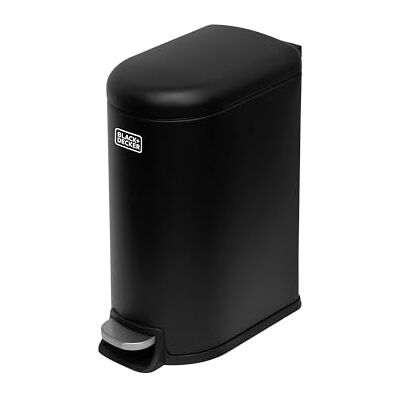 Black & Decker BXBN61529E 10 Litre Slimline Pedal Bin with Soft Close Lid, Bathroom & Kitchen Bin for Indoor Waste Recycling, 39 x 19 x 32.5cm, Black Black & Decker BXBN61529E 10 Litre Slimline Pedal Bin with Soft Close Lid, Bathroom & Kitchen Bin for Indoor Waste Recycling, 39 x 19 x 32.5cm, Black