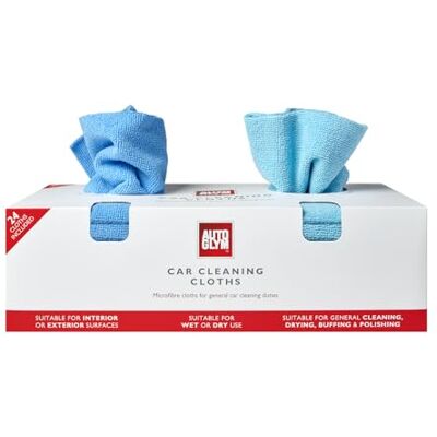 AutoGlym Microfiber Car Cleaning Cloths 32 x 32cm, 24 Pack Buffing and Polishing Cloths, Long-Lasting, for Internal and External Use, Machine Washable AutoGlym Microfiber Car Cleaning Cloths 32 x 32cm, 24 Pack Buffing and Polishing Cloths, Long-Lasting, for Internal and External Use, Machine Washable