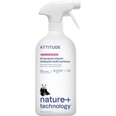 BIO SPECTRA ATTITUDE ATTITUDE All Purpose Cleaner Spray, EWG Verified, Vegan, Made with 94% Plant-Based Ingredients, Streak-Free for Kitchen, Bathroom, Glass & More, Unscented, 800 mL BIO SPECTRA ATTITUDE ATTITUDE All Purpose Cleaner Spray, EWG Verified, Vegan, Made with 94% Plant-Based Ingredients, Streak-Free for Kitchen, Bathroom, Glass & More, Unscented, 800 mL