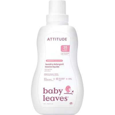 ATTITUDE Baby Laundry Detergent Liquid, EWG Verified, Safe for Baby Clothes, Infant and Newborn, Vegan and Naturally Derived Washing Soap, HE Compatible, Unscented, 35 Loads, 1.04 Liters ATTITUDE Baby Laundry Detergent Liquid, EWG Verified, Safe for Baby Clothes, Infant and Newborn, Vegan and Naturally Derived Washing Soap, HE Compatible, Unscented, 35 Loads, 1.04 Liters