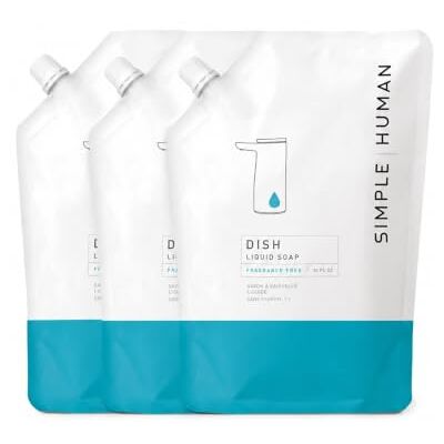 simplehuman 3 x 1L Fragrance Free Washing Up Liquid Dish Soap Biodegradable, Hypoallergenic, No Toxins, Parabens, DEAs or Phosphates, Formulated for Sensor Pump simplehuman 3 x 1L Fragrance Free Washing Up Liquid Dish Soap Biodegradable, Hypoallergenic, No Toxins, Parabens, DEAs or Phosphates, Formulated for Sensor Pump