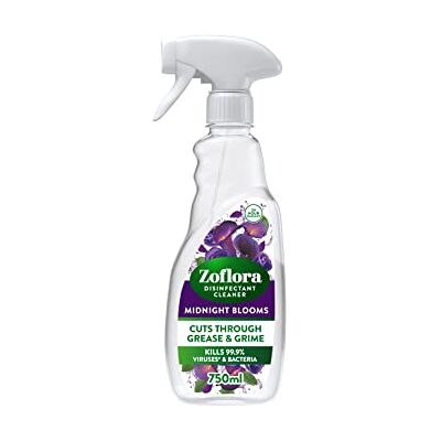 Zoflora Midnight Blooms 750ml Multipurpose Disinfectant Cleaner, Antibacterial Surface Cleaner, Kitchen Cleaner Spray Cuts Through Grease & Grime Zoflora Midnight Blooms 750ml Multipurpose Disinfectant Cleaner, Antibacterial Surface Cleaner, Kitchen Cleaner Spray Cuts Through Grease & Grime