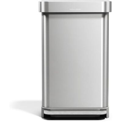 simplehuman 45L Rectangular Stainless Steel Bin - Pedal, Silent Close simplehuman 45L Rectangular Stainless Steel Bin - Pedal, Silent Close