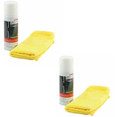Unika 2 x Anti-Static Gloss Surface Cleaner & microfibre cloth 200ml glass, chrome by Unika 2 x Anti-Static Gloss Surface Cleaner & microfibre cloth 200ml glass, chrome by