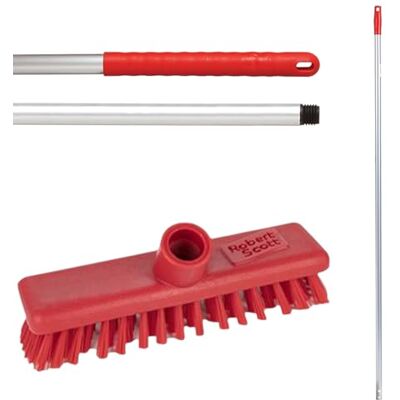 Aardvark Janitorial Supplies Robert Scott Washable Deck Scrub 23cm, 9 inches, Red and Colour Coded Hygiene Handle 125cm Aardvark Janitorial Supplies Robert Scott Washable Deck Scrub 23cm, 9 inches, Red and Colour Coded Hygiene Handle 125cm