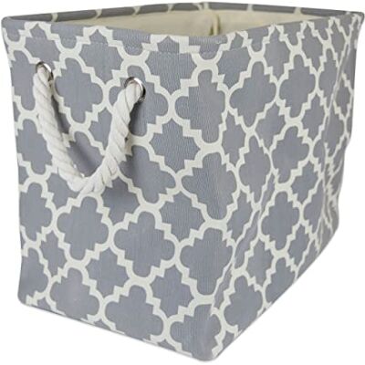 DII CAMZ36086 Collapsible Polyester Storage Basket or Bin with Durable Cotton Handles, Home Organizer Solution for Office, Bedroom, Closet, Toys, Laundry (Medium – 16x10x12), Gray Lattice DII CAMZ36086 Collapsible Polyester Storage Basket or Bin with Durable Cotton Handles, Home Organizer Solution for Office, Bedroom, Closet, Toys, Laundry (Medium – 16x10x12), Gray Lattice