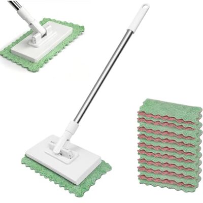 Veagafoo Clip On Dust Mop 20 Reusable Cloths, 360° Rotating Head Clamp Sweeper Mop Disposables Mini Mop Automatic Cloth Changing, Auto Clamp Disposables Dust Mops Floor Wall Bathroom Kitchen Veagafoo Clip On Dust Mop 20 Reusable Cloths, 360° Rotating Head Clamp Sweeper Mop Disposables Mini Mop Automatic Cloth Changing, Auto Clamp Disposables Dust Mops Floor Wall Bathroom Kitchen
