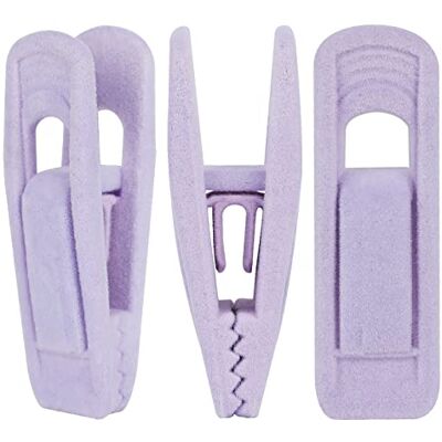 Tinfol Velvet Hanger Clips, 24 Pack Pants Hangers Velvet Clips, Strong Finger Flocked Clips Perfect for Use with Thin Velvet Hangers, Light Purple Tinfol Velvet Hanger Clips, 24 Pack Pants Hangers Velvet Clips, Strong Finger Flocked Clips Perfect for Use with Thin Velvet Hangers, Light Purple