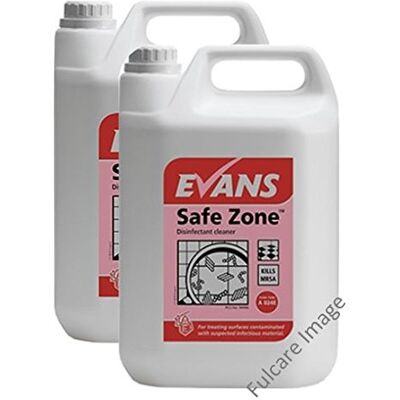Evans Vanodine 2 x Evans Safe Zone Odourless Surface Cleaner and Sanitiser 5Ltr Bottles Evans Vanodine 2 x Evans Safe Zone Odourless Surface Cleaner and Sanitiser 5Ltr Bottles