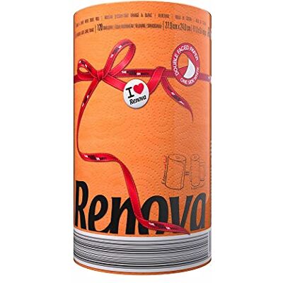 Renova 2-Ply Super Absorbent Kitchen Towel, 120 Sheets per Roll, Orange Renova 2-Ply Super Absorbent Kitchen Towel, 120 Sheets per Roll, Orange