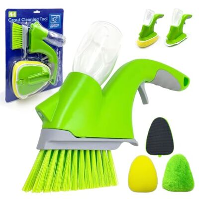 TDBS The Dustpan and Brush Store All Surface Cleaning Brush With 3 Attachments Multipurpose Spray Brush for Bathroom, Kitchen, Shower, Bath & Wall Tile Grout Cleaner With Tile Brush and Pad Sponge (4in1) TDBS The Dustpan and Brush Store All Surface Cleaning Brush With 3 Attachments Multipurpose Spray Brush for Bathroom, Kitchen, Shower, Bath & Wall Tile Grout Cleaner With Tile Brush and Pad Sponge (4in1)