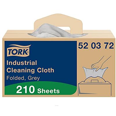 Tork Industrial Cleaning Cloth Grey W7, One-at-a-Time Dispensing, 1 x 210 Cloths, 520372 Tork Industrial Cleaning Cloth Grey W7, One-at-a-Time Dispensing, 1 x 210 Cloths, 520372