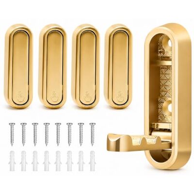 HomeHelpers 4Pcs Gold Foldable Wall Hooks, Decorative Wall Mounted Coat Hooks, Heavy Duty Flip Down Hooks for Bathroom Kitchen, Towel Bag Key Hanging HomeHelpers 4Pcs Gold Foldable Wall Hooks, Decorative Wall Mounted Coat Hooks, Heavy Duty Flip Down Hooks for Bathroom Kitchen, Towel Bag Key Hanging