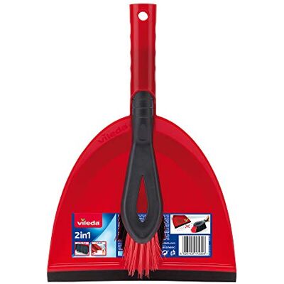 Vileda 2-in-1 Dustpan Set, Red Vileda 2-in-1 Dustpan Set, Red