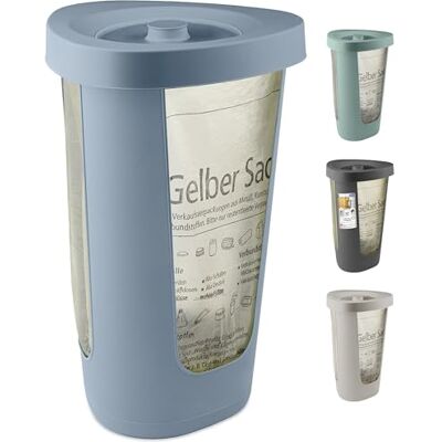 Rotho Fabu Bin Bag Stand Yellow Bag with Lid, Plastic (PP Recycled), Blue, 40 cm Rotho Fabu Bin Bag Stand Yellow Bag with Lid, Plastic (PP Recycled), Blue, 40 cm
