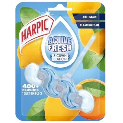 Harpic Active Fresh Toilet Rim Block, Sicilian Edition, Pack of 1,Toilet Cleaner, Anti-Limescale, Dirt Remover Harpic Active Fresh Toilet Rim Block, Sicilian Edition, Pack of 1,Toilet Cleaner, Anti-Limescale, Dirt Remover