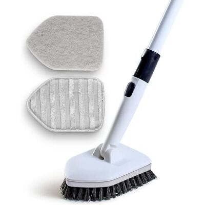Moku Home Shower Scrubber 3 in 1 Extendable Long Handle 58" Cleaning Brush Non Scratch Shower Brush for Cleaning Bathroom Kitchen Toilet Wall Tub Tile Sink (Gray) Moku Home Shower Scrubber 3 in 1 Extendable Long Handle 58" Cleaning Brush Non Scratch Shower Brush for Cleaning Bathroom Kitchen Toilet Wall Tub Tile Sink (Gray)