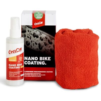Cyclon Nano Bike Coating 100ml Spray Bottle with Microfibre Cloth Long Lasting Water & Dirt Repellent Protection UV & Scratch Defence Improves Aerodynamics Carbon Fibre Safe Cyclon Nano Bike Coating 100ml Spray Bottle with Microfibre Cloth Long Lasting Water & Dirt Repellent Protection UV & Scratch Defence Improves Aerodynamics Carbon Fibre Safe