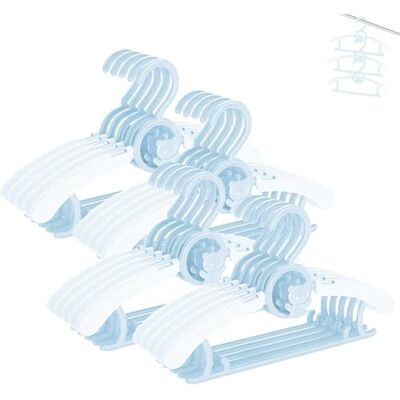 HGYZE Baby Hangers for Closet 20pcs 11-14" Kid Hanger for Nursery, Adjustable Infant Cloth Hanger for 0-18yrs Girl Boy, Plastic Newborn Coat Hangar, Non-Slip Child Pant Rack for Toddler, Blue Perchas HGYZE Baby Hangers for Closet 20pcs 11-14" Kid Hanger for Nursery, Adjustable Infant Cloth Hanger for 0-18yrs Girl Boy, Plastic Newborn Coat Hangar, Non-Slip Child Pant Rack for Toddler, Blue Perchas