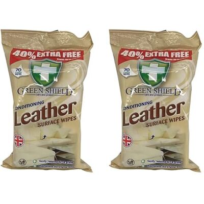 UHR URBAN HOME RANGE Green Shield Leather Surface Wipes, Multi-Surface, Effective Formula, Quick Convenient Cleaning, Durable Texture, Smooth Coverage, Ideal for Home, Office & Vehicle Interior Maintenance (Pack of 2) UHR URBAN HOME RANGE Green Shield Leather Surface Wipes, Multi-Surface, Effective Formula, Quick Convenient Cleaning, Durable Texture, Smooth Coverage, Ideal for Home, Office & Vehicle Interior Maintenance (Pack of 2)
