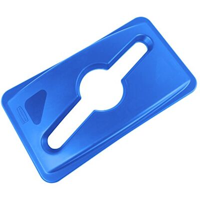 Rubbermaid Commercial Products Slim Jim Recycling Mixed Lid For Heavy-Duty Vented Slim Jim Containers Blue Rubbermaid Commercial Products Slim Jim Recycling Mixed Lid For Heavy-Duty Vented Slim Jim Containers Blue
