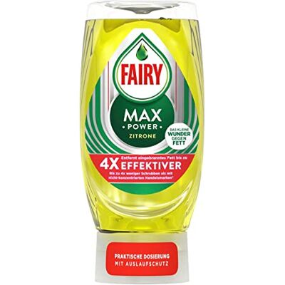 Fairy Max Power Hand Washing-Up Liquid Lemon 370 ml, Easy and Effortless Cleaning, Even on the Oily Pots and Pans Fairy Max Power Hand Washing-Up Liquid Lemon 370 ml, Easy and Effortless Cleaning, Even on the Oily Pots and Pans