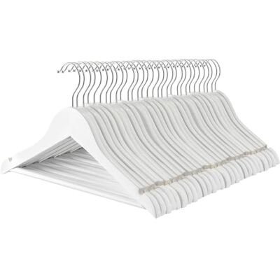 Harbour Housewares Strong White Wooden Children's Coat Hangers with 360 Degree Rotatory Hook Pack of 30 Wood Clothes Hangers with Round Trouser Bar and Non Slip Shoulder Notches Wardrobe Storage Harbour Housewares Strong White Wooden Children's Coat Hangers with 360 Degree Rotatory Hook Pack of 30 Wood Clothes Hangers with Round Trouser Bar and Non Slip Shoulder Notches Wardrobe Storage