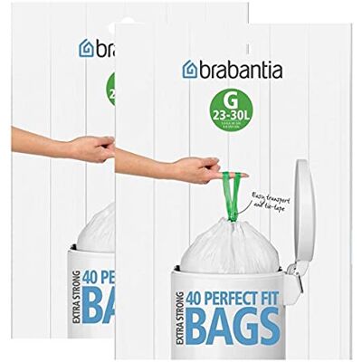 Brabantia Bin Bags 23-30 Litres (G), pack of 80. Brabantia Bin Bags 23-30 Litres (G), pack of 80.