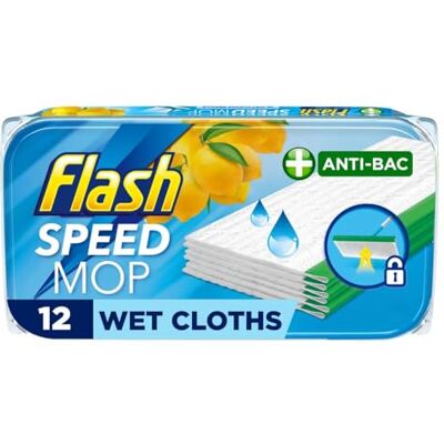 Flash Speedmop Antibacterial Lemon Wet Floor Cleaning Wipes, 12 Refills Flash Speedmop Antibacterial Lemon Wet Floor Cleaning Wipes, 12 Refills